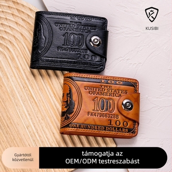 PU bőr rövid pénztárca dollár mintával, több kártyatartó, mágneszár