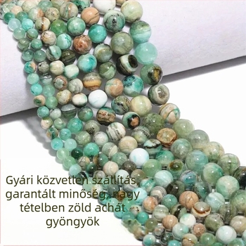DIY ékszerekhez gyöngyök – kerek kő gyöngyök mintázattal, vágott, csiszolt és polírozott
