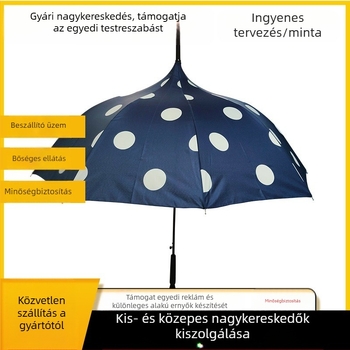 Pagoda-stílusú esernyő 8 acél bordával, hosszú nyél, automatikus nyitás, 190T anyagú szövet, logó testreszabás