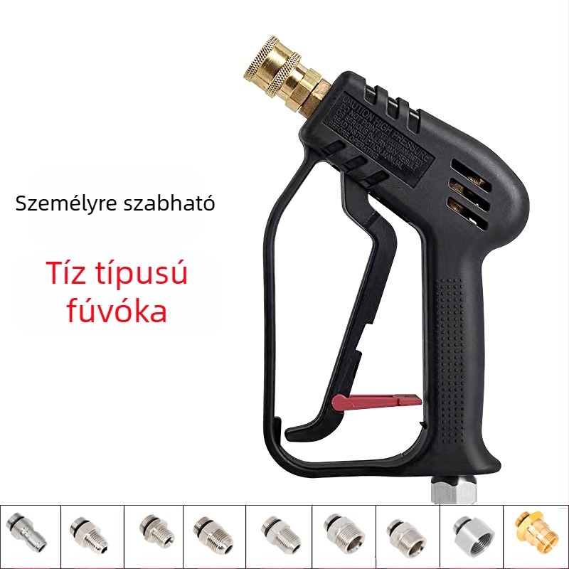 Sárgaréz nagynyomású mosópisztoly LZ-08 – 280 bar, 220 V, tömeg 490 g, áramlás 25 L/min