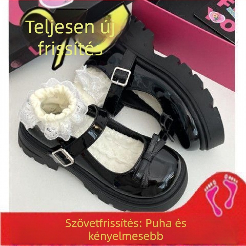 Női Mary Jane cipő vastag talppal — PU felsőrész, kerek orr, középmagas sarok 3–5 cm, vastag talp, egy vonalú csattal zárás