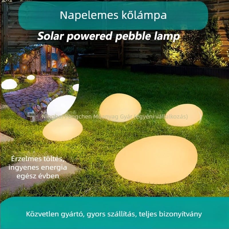 Napelemes kavicslámpák kültéri terekhez, Modell 001, Üveg, 6–12 óra világítási idő