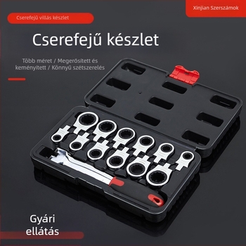 Ningbo Xinjian 12 az 1-ben cserélhető fejű racsnis kulcs, króm-vanádium acél, polírozott felület