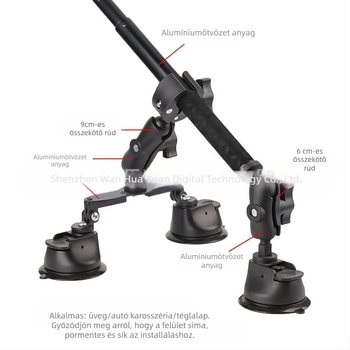 Autós szívófejes tartó selfie stickkel kompatibil Insta360 X3, GoPro és DJI Action — harmadik személyes nézőpont felvétel