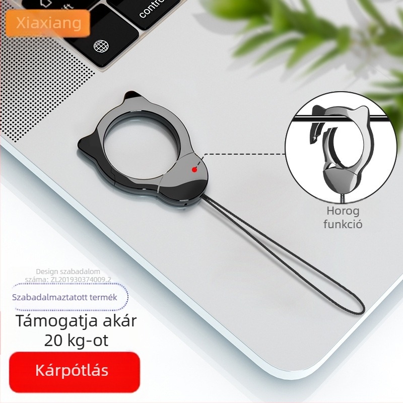 Uniszex telefontartó nyakpánt leválasztható nylon zsinórral, fém csattal, elektroplakatfém és logónyomtatás