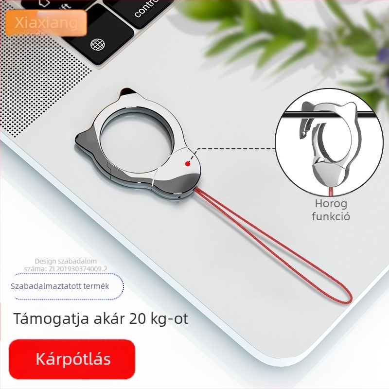 Uniszex telefontartó nyakpánt leválasztható nylon zsinórral, fém csattal, elektroplakatfém és logónyomtatás