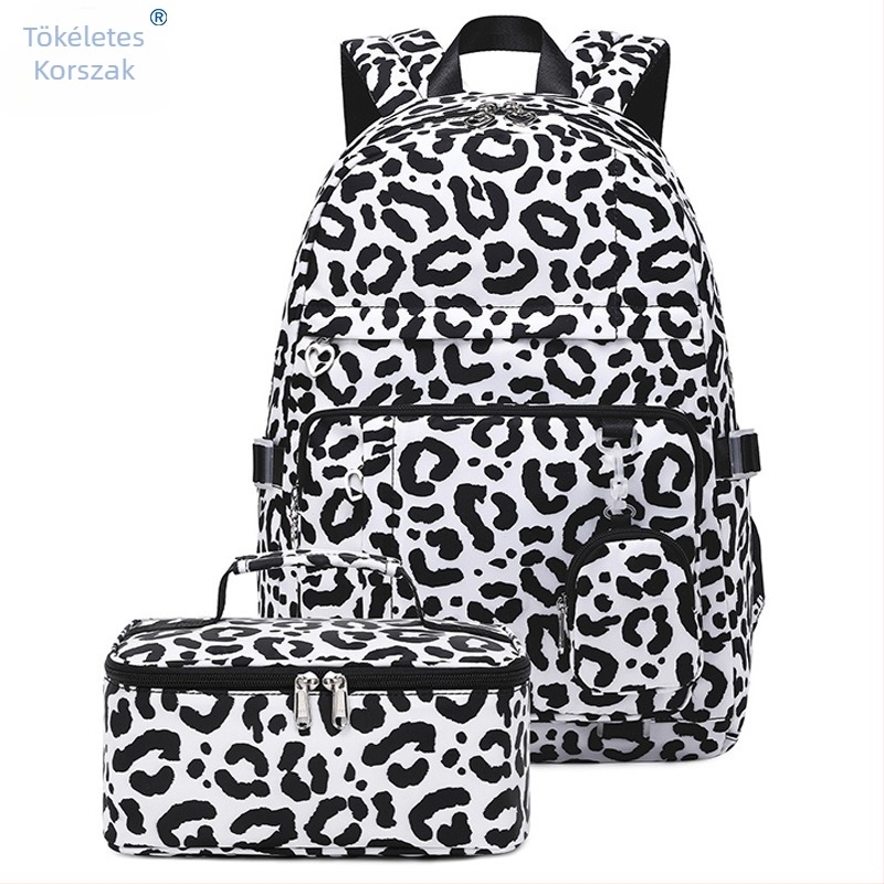 Iskolai hátizsák leopárd mintával, modell 2281-3, nylon, kopásállóság és tehercsökkentés