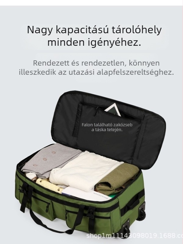 Oxford anyagú kerekes utazótáska, uniszex – lélegző, vízálló, kopásálló; bélés: poliészter (Anyag: Oxford; Belső: poliészter; Funkciók: lélegző, vízálló, kopásálló; Stílus: szabadidős utazás; Nem: Uniszex)