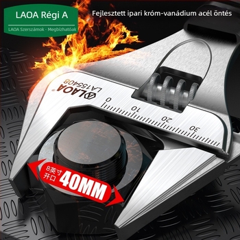 Old A állítható csavarkulcs – többrészes eszköz fürdőszobához és vízvezetékekhez, ipari minőség, nagy nyílás, krom-vanádium acélból, hőkezelt felület