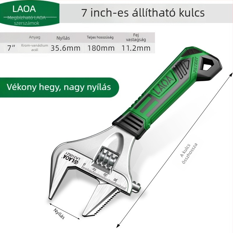 Old A állítható csavarkulcs – többrészes eszköz fürdőszobához és vízvezetékekhez, ipari minőség, nagy nyílás, krom-vanádium acélból, hőkezelt felület