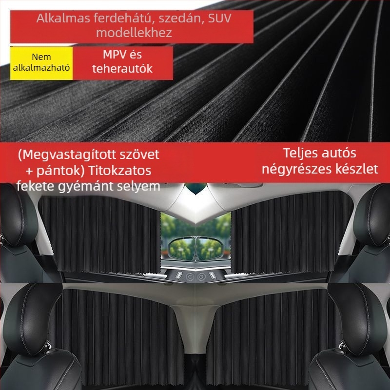 Mágneses autóhátsó ablak árnyékoló függöny, magánélet védelme, hőszigetelés és gyermekek számára