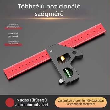 90 fokos asztalos vonalzó és többfunkciós szögmérő – vastított, nagy pontosságú univerzális kombinált szögmérő