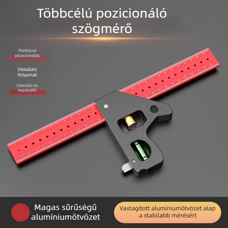 90 fokos asztalos vonalzó és többfunkciós szögmérő – vastított, nagy pontosságú univerzális kombinált szögmérő