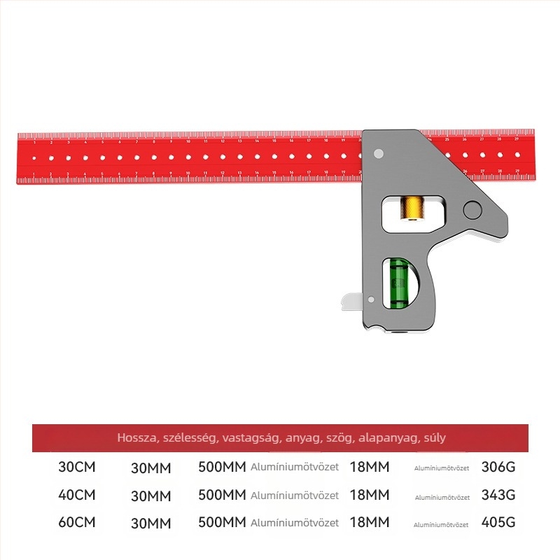 90 fokos asztalos vonalzó és többfunkciós szögmérő – vastított, nagy pontosságú univerzális kombinált szögmérő
