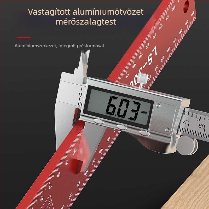 Magas pontosságú megvastított széles talpú 90°-os alumíniumötvözetes asztalos derékszög