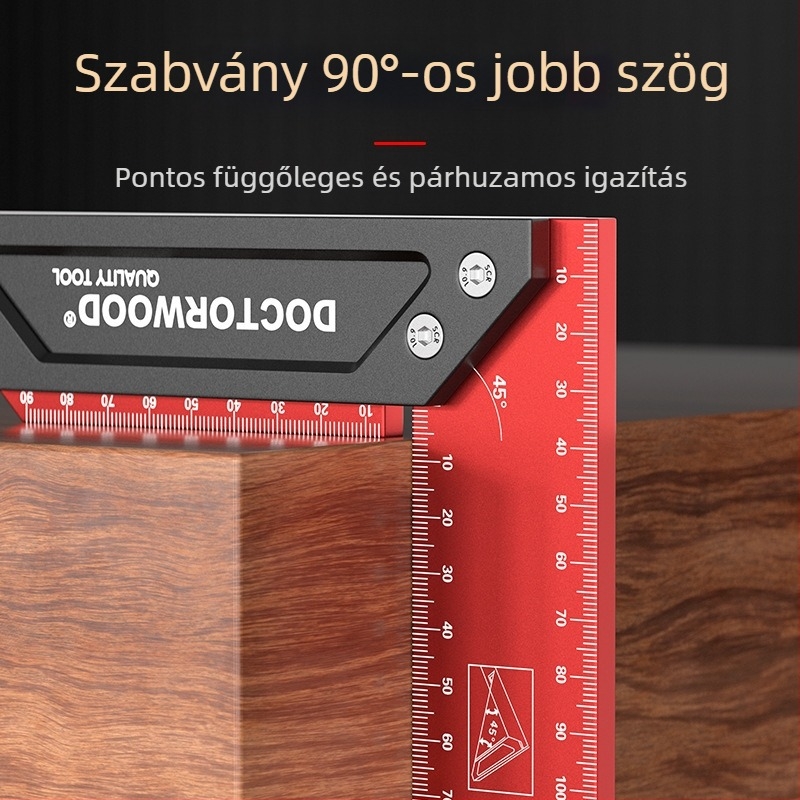 Magas pontosságú megvastított széles talpú 90°-os alumíniumötvözetes asztalos derékszög