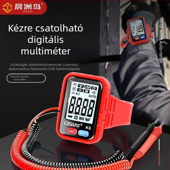 Digitális multiméter nagy pontossággal, többfunkciós, háttérvilágításos karkötővel