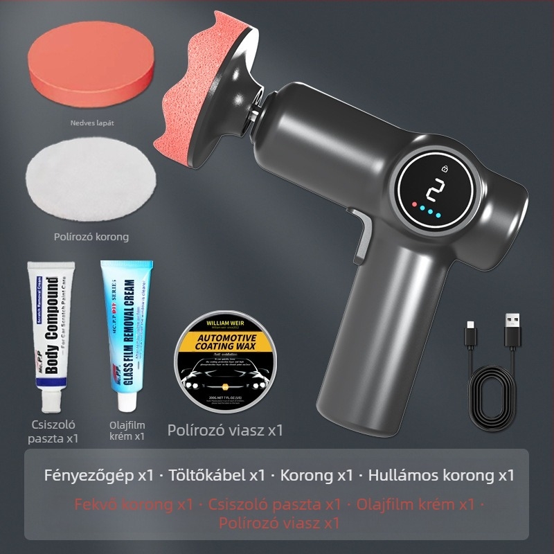 Vezeték nélküli autó polírozógép, kettős felhasználás autóhoz és otthonhoz, állítható sebesség, ABS anyag