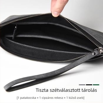 Férfi PU bőr crossbody pénztárca — minimalistán luxus, egyszínű, poliészter bélés, bővíthető, anti-tolvaj dizájn