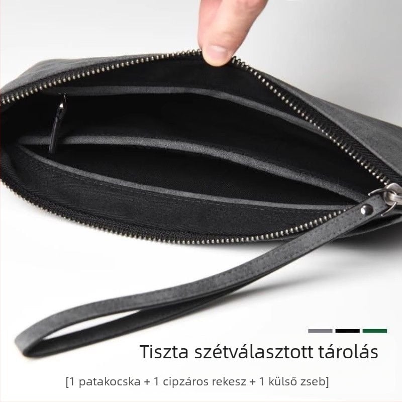 Férfi PU bőr crossbody pénztárca — minimalistán luxus, egyszínű, poliészter bélés, bővíthető, anti-tolvaj dizájn
