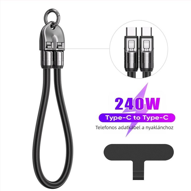 Nothing USB-C 2-in-1 nyakpántos adatkábel PD gyors töltéssel, ötvözet test, 48V 5A maximális kimenet