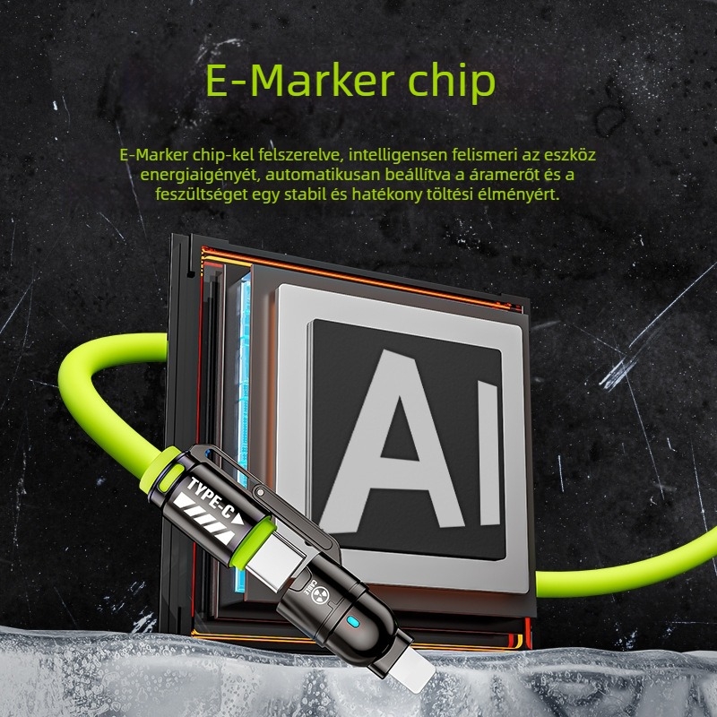 HC 4 az 1-ben gyors töltésű adatkábel Lightning és USB-C csatlakozókkal, max 60W