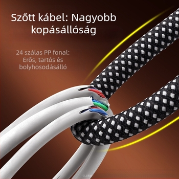 100W Digitális kijelzős gyorstöltő kábel Lightning és USB-C csatlakozókkal, alumínium ötvözet