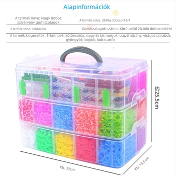 Háromrétegű DIY gumis szövőgép gyerekeknek – oktató játék összeszerelhető, TPR anyag, 7–14 éveseknek
