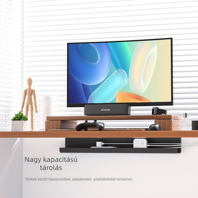 Íróasztal alatti kábelkezelő – PVC anyagból, kábelek rendező doboz, kötegző doboz, fúrás nélkül