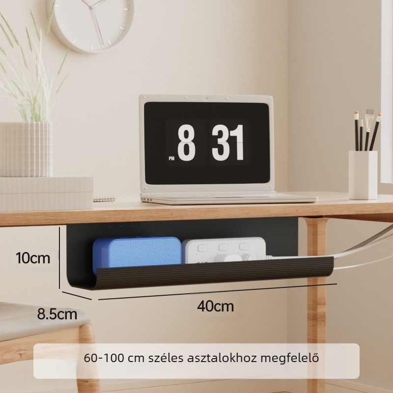 Íróasztal alatti kábelkezelő – PVC anyagból, kábelek rendező doboz, kötegző doboz, fúrás nélkül