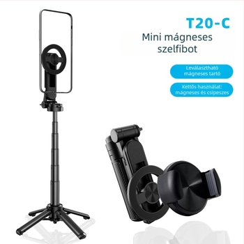 Mini mágneses Bluetooth selfie stick teleszkópos telefon-tartóval, MagSafe fogással – Anti-shake