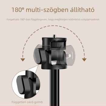 Mobiltelefonhoz készült selfie stick alumíniumötvözetű teleszkópos világító állvánnyal és hordozható háromlábúval élő közvetítéshez
