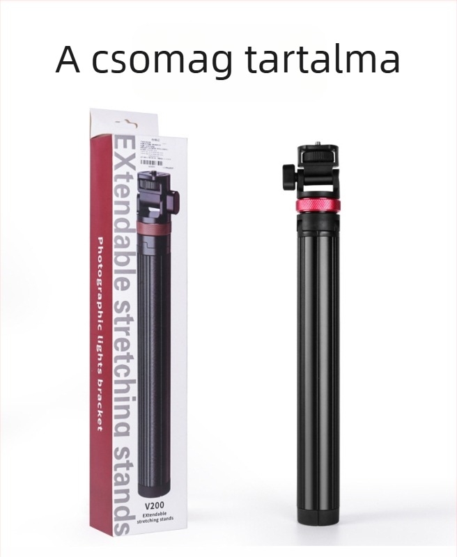 Mobiltelefonhoz készült selfie stick alumíniumötvözetű teleszkópos világító állvánnyal és hordozható háromlábúval élő közvetítéshez
