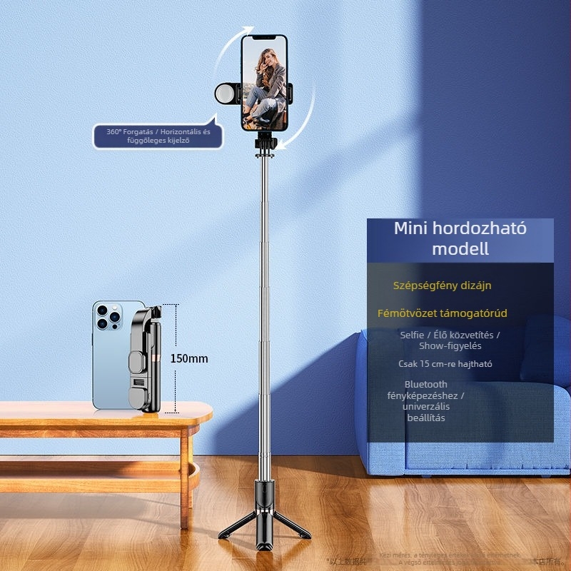 Mini Bluetooth szelfibot hordozható tripod telefonhoz — alumínium ötvözet, márka nélküli, fő piac: Egyéb
