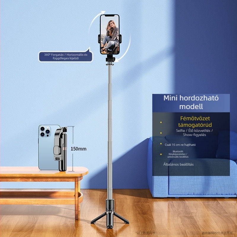 Mini Bluetooth szelfibot hordozható tripod telefonhoz — alumínium ötvözet, márka nélküli, fő piac: Egyéb