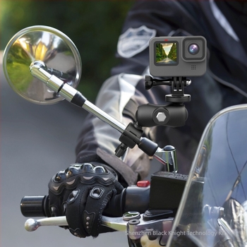 Motorkerékpár tükréhez rögzítő bázis telefon- és akciókamera számára | Anyag: nylon + rost | Modell: GP377A-L/GP377B-L | Kompatibilis GoPro, Insta360, DJI, Xiaoyi | Logó nyomtatás elérhető