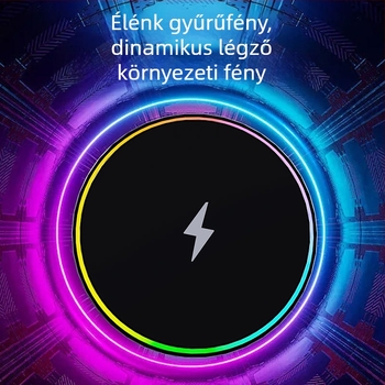 MagSafe autós vezeték nélküli töltő kerek RGB világítással – 15W, QC3.0, mágneses töltés iPhone-hoz