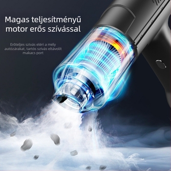 Kézi, vezeték nélküli porszívó autóhoz és otthonra, 16000 Pa, 80 W, 7,4 V, sterilizálás és por tisztítása