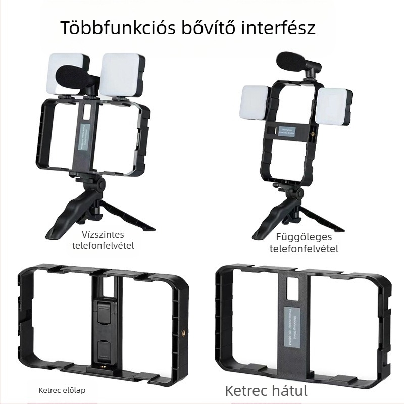 AY-49X Mini töltőfény kézi használatra asztali tartóval, ideális élő közvetítéshez és videófelvételekhez, 5V, kevesebb mint 10W, több kamerát támogat