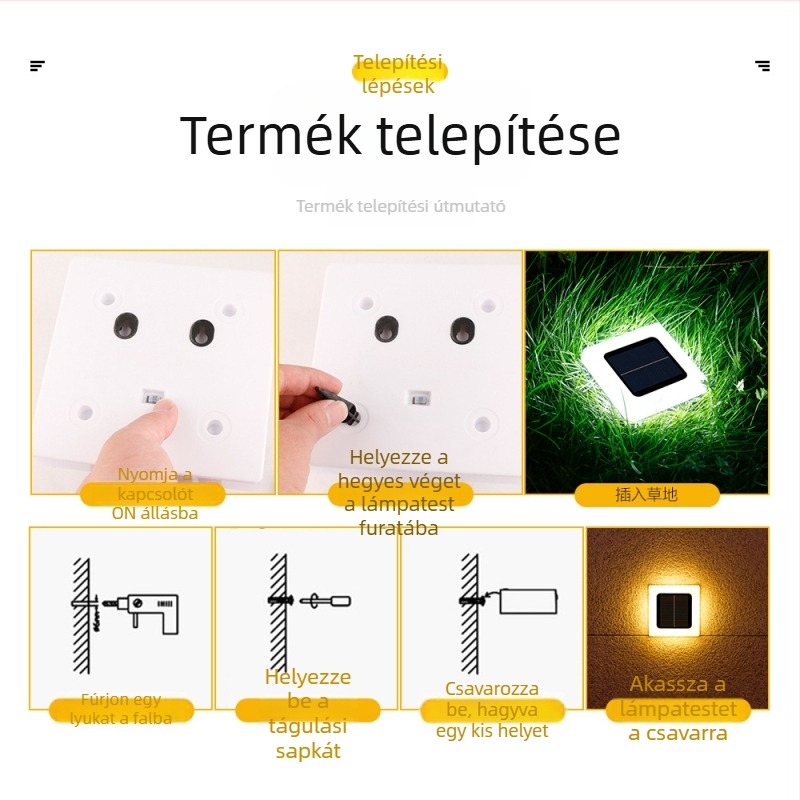 Napelemes vízálló föld alatti kerti LED lámpa kültéren