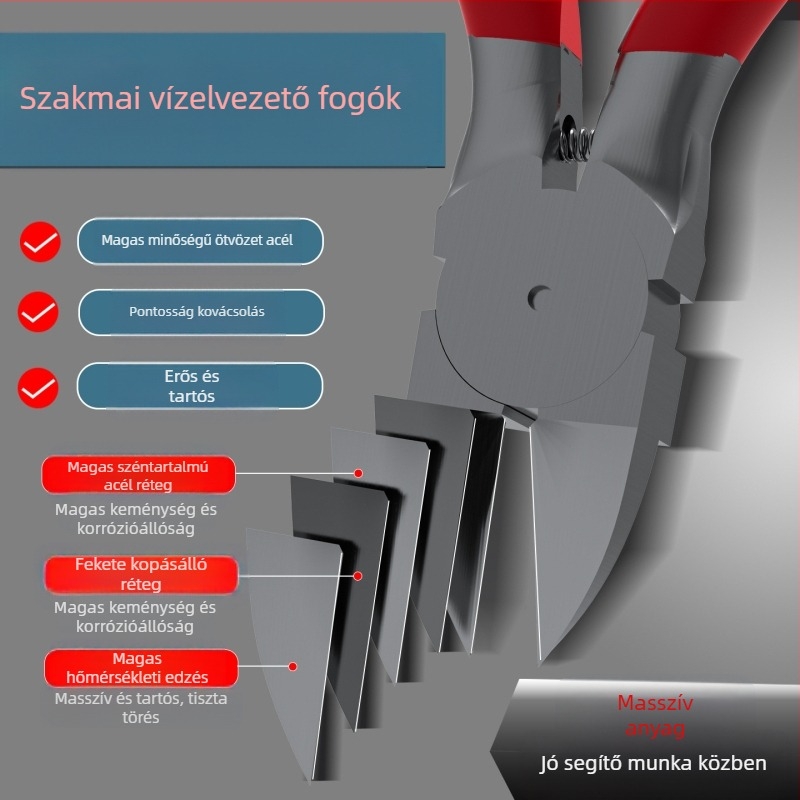 Maibu hajlított szájú fogó, nagy szilárdságú, ipari minőségű vágófogó, 130 g, műanyaghoz
