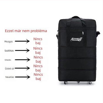 Összecsukható poggyász univerzális kerekekkel, 1,6 kg, Oxford szövetből, vízálló és bővíthető, üzleti útokra