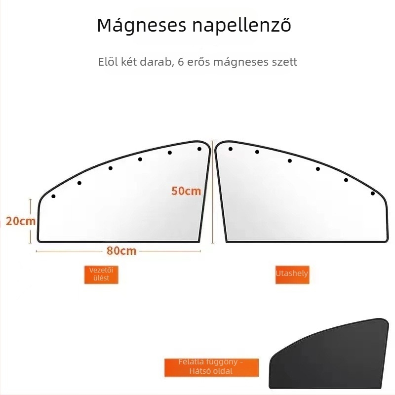Mágneses autóablak napvédő - ezüst bevonat anyag, fényvisszaverő, hőszigetelő, testreszabható, univerzális illeszkedés