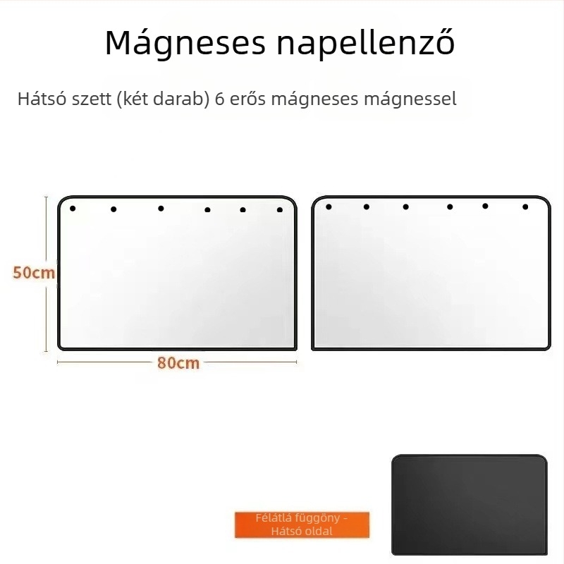 Mágneses autóablak napvédő - ezüst bevonat anyag, fényvisszaverő, hőszigetelő, testreszabható, univerzális illeszkedés
