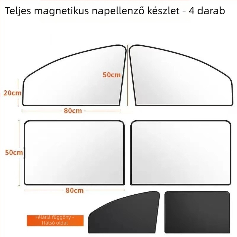 Mágneses autóablak napvédő - ezüst bevonat anyag, fényvisszaverő, hőszigetelő, testreszabható, univerzális illeszkedés