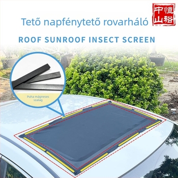 Autó napfénytető szúnyogháló, hálószövés, átlátszó, akasztós telepítés, általános modellhez, logónyomtatás támogatott