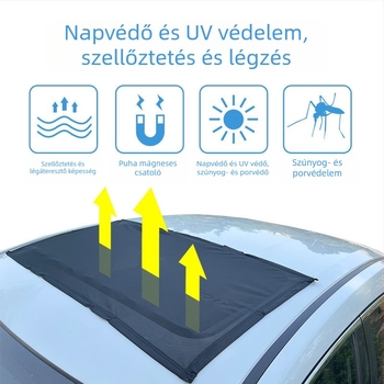 Autó napfénytető szúnyogháló, hálószövés, átlátszó, akasztós telepítés, általános modellhez, logónyomtatás támogatott