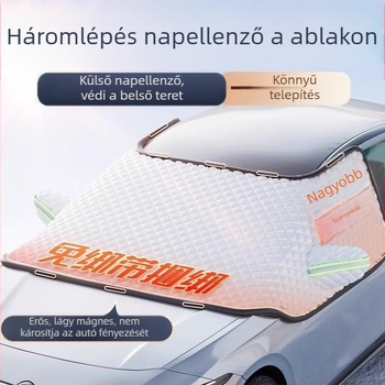 Autó első szélvédő takaró - vastagított alumínium fólia, szívófejes rögzítés, univerzális illeszkedés, súly 1 kg