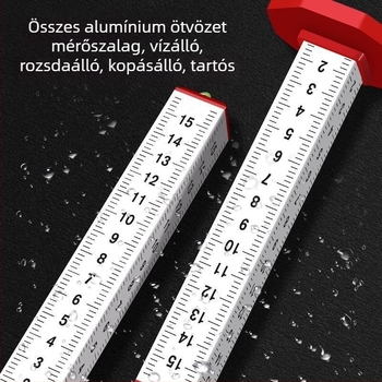 Négyoldalas alumínium ötvözetű szintező és horizontális pozicionáló vonalzó téglakészítéshez és burkoláshoz