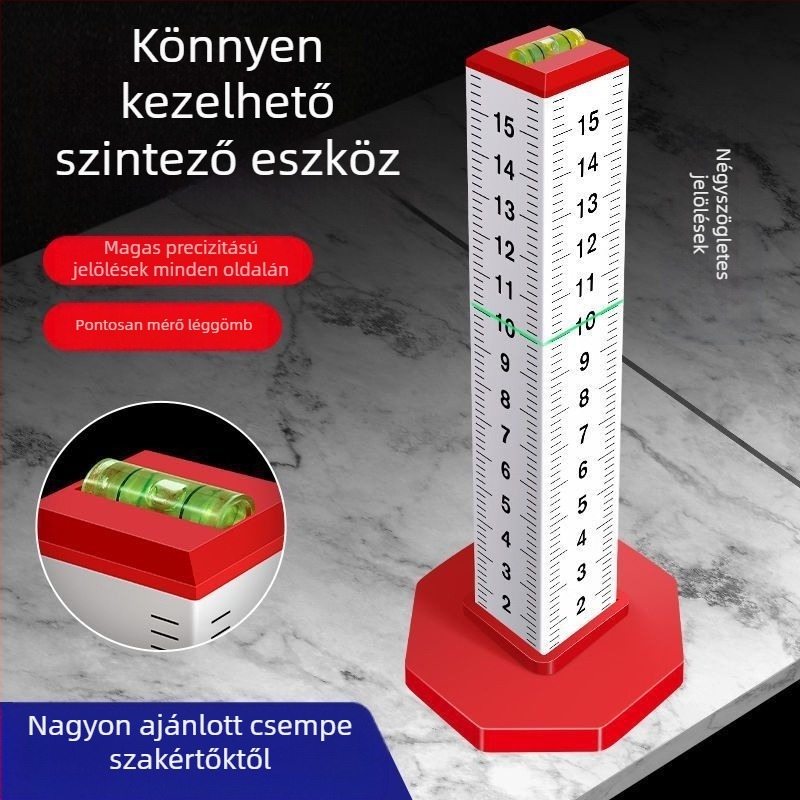 Négyoldalas alumínium ötvözetű szintező és horizontális pozicionáló vonalzó téglakészítéshez és burkoláshoz